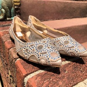 Badgley Mischka Gigi Crystal Pointy Toe Flats